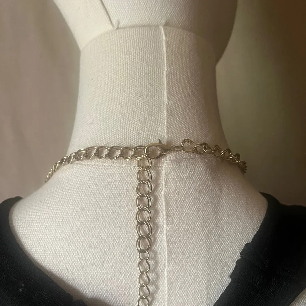 Vintage Gold Tone Geometric Chevron Statement Necklace Modernist Bib 19-22